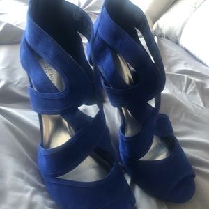 Christian Siriano blue peep toe heels size 13